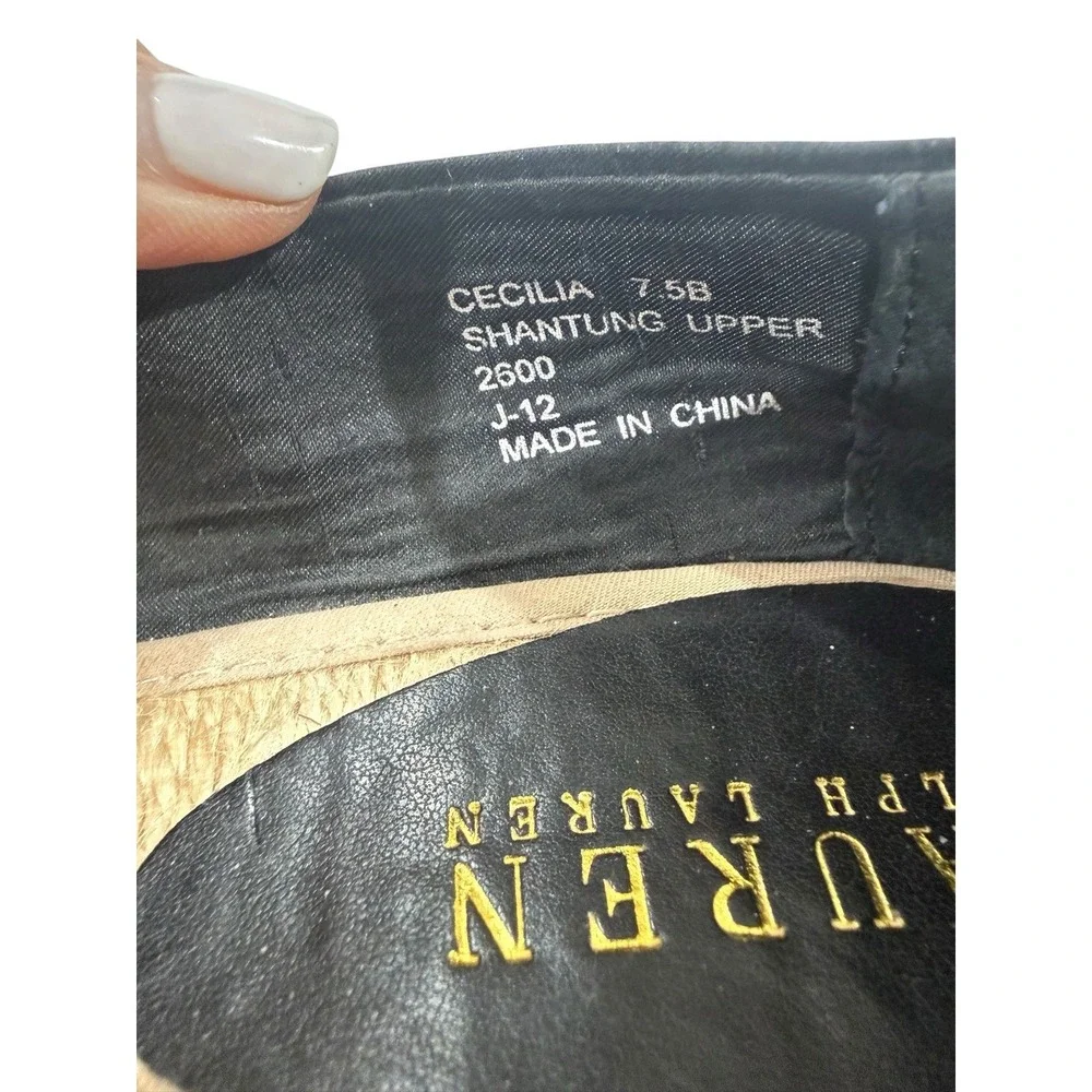 Lauren Ralph‎ Lauren Cecilia Espadrille Wedges Black Shantung Size 7.5 Women's